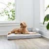 Frisco Faux Linen Corner Personalized Bolster Dog Bed W/Removable Cover, Harbour Blue, L