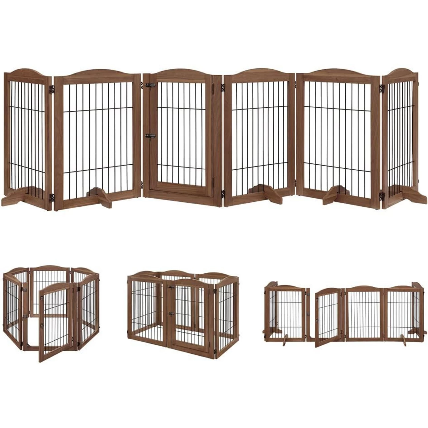 Unipaws 6 Panel Wire Dog Playpen Freestanding Pet Gate - Image 2