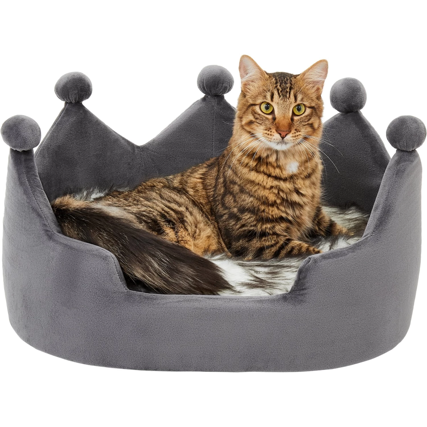 Frisco Faux Fur Crown Pillow Cat & Dog Bed - Image 3
