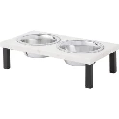 Frisco Marble Elevated Stainless Steel Double Diner Dog & Cat Bowls