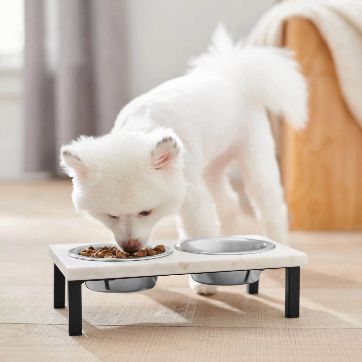 Frisco Marble Elevated Stainless Steel Double Diner Dog & Cat Bowls - Image 3