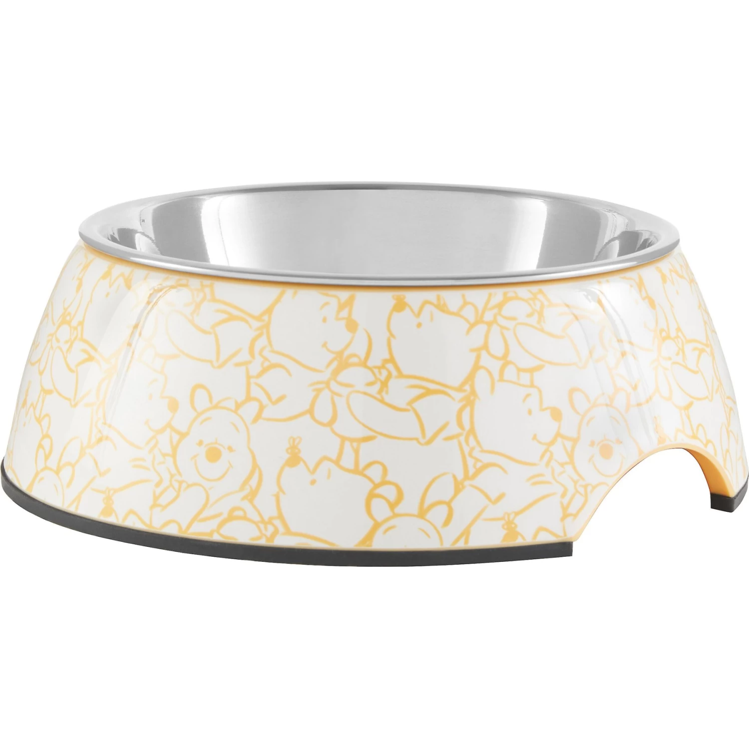 Disney Winnie The Pooh Non-Skid Stainless Steel With Melamine Stand Dog & Cat Bowl, Yellow