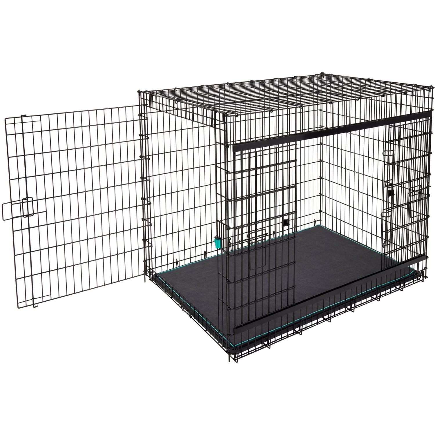 Frisco Heavy Duty Enhanced Lock Sliding Double Door Fold & Carry Wire Dog Crate & Mat Kit, 54 Inch - Image 7