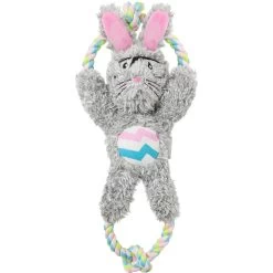 Frisco Easter Bunny Plush With Rope Squeaky Dog Toy