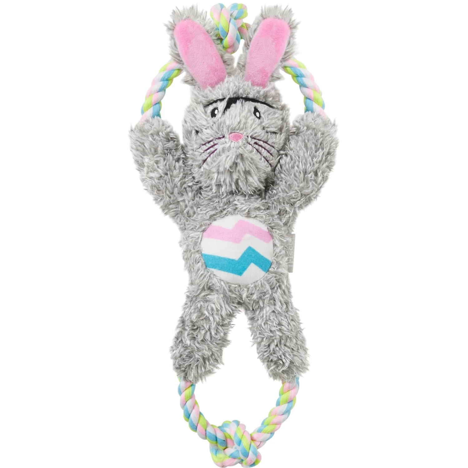 Frisco Easter Bunny Plush With Rope Squeaky Dog Toy