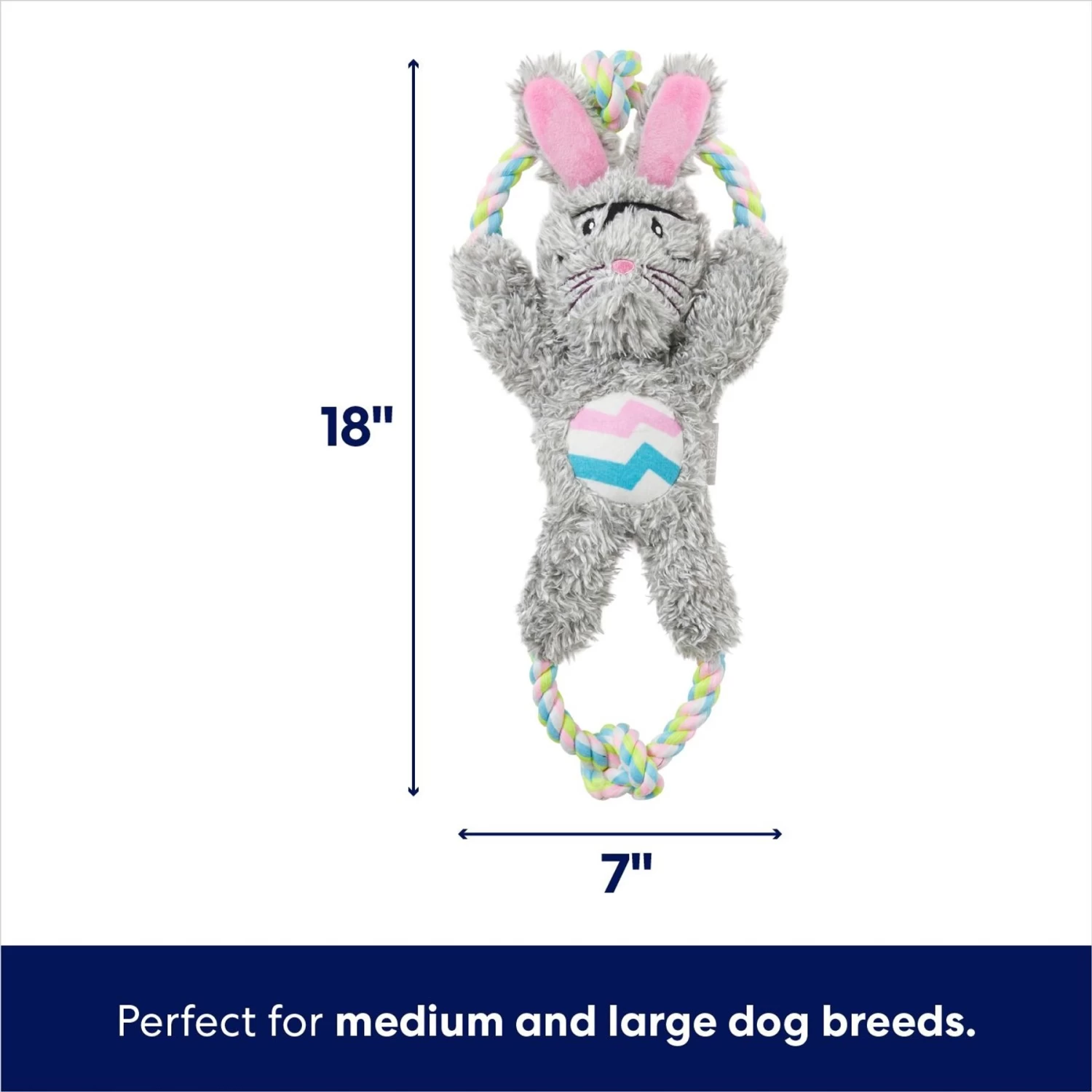 Frisco Easter Bunny Plush With Rope Squeaky Dog Toy - Image 2