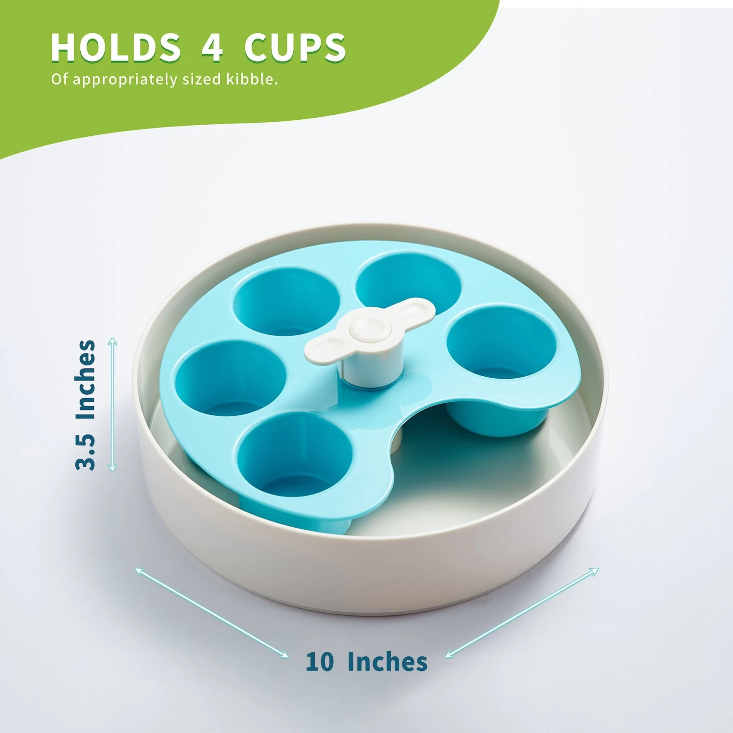 Pet Dream House SPIN Medium Level Palette Non-Skid Plastic Interactive Slow Feeder Dog Bowl, Blue - Image 3