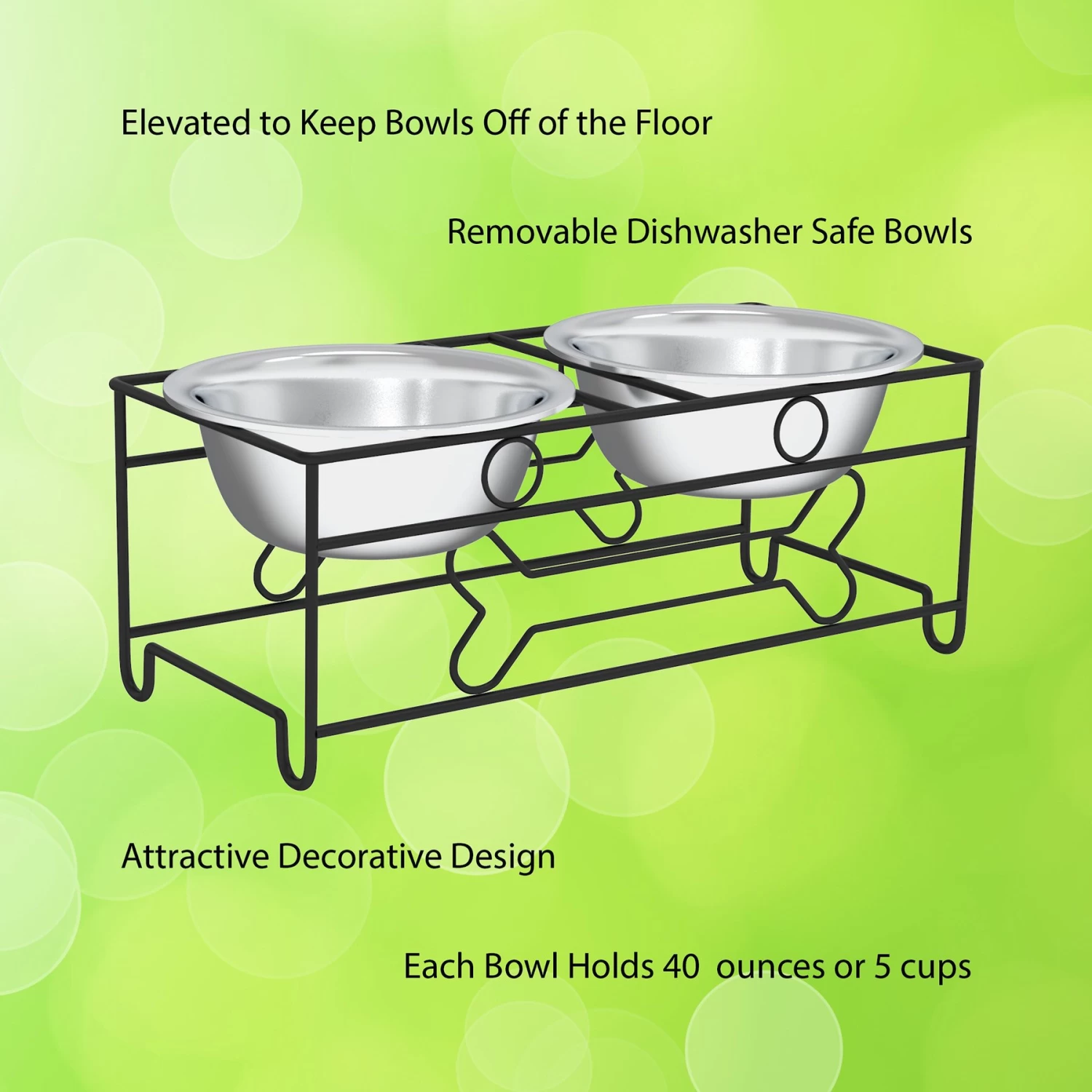 Pet Adobe Modern Double Elevated Dog Bowl - Image 3