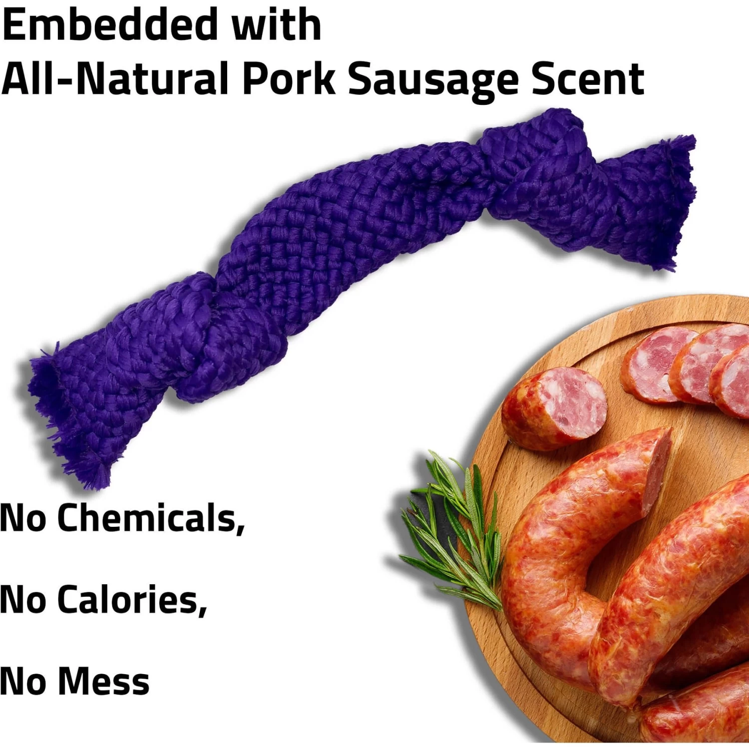 Playology All Natural Pork Sausage Scented Dri-Tech Dental Rope Dog Toy - Image 3