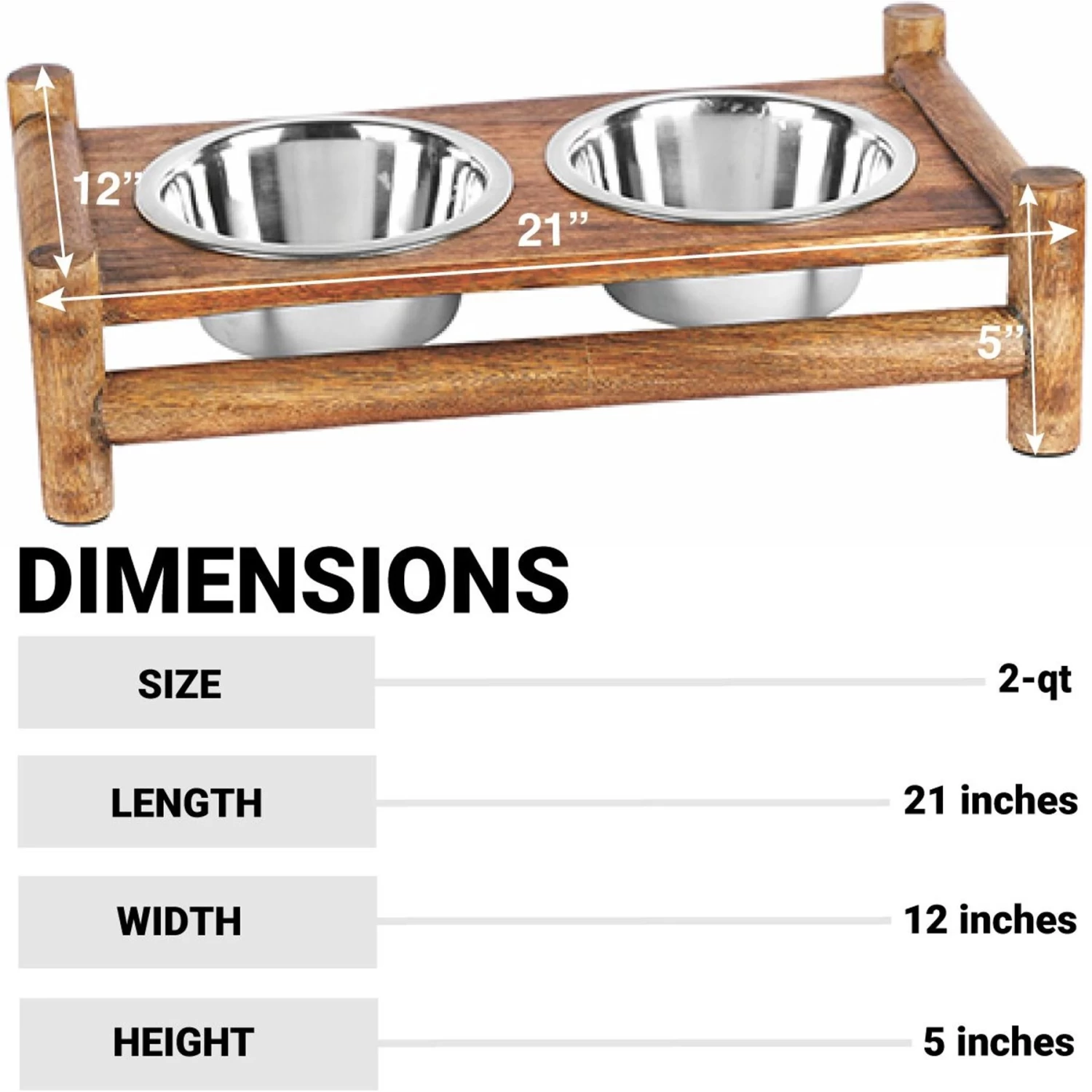 Advance Pet Product Log Cabin Wooden Double Diner & Stainless Steel Dog Bowls - Image 2