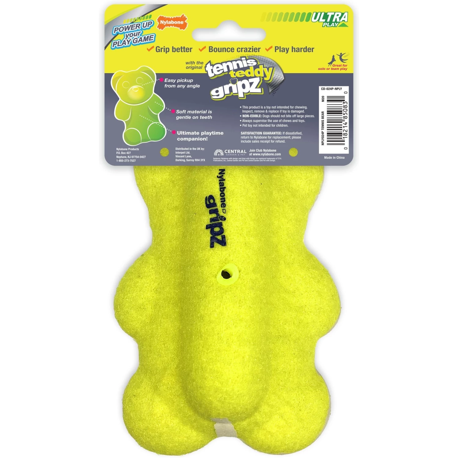 Nylabone Power Play Tennis Teddy Gripz Dog Toy - Image 6