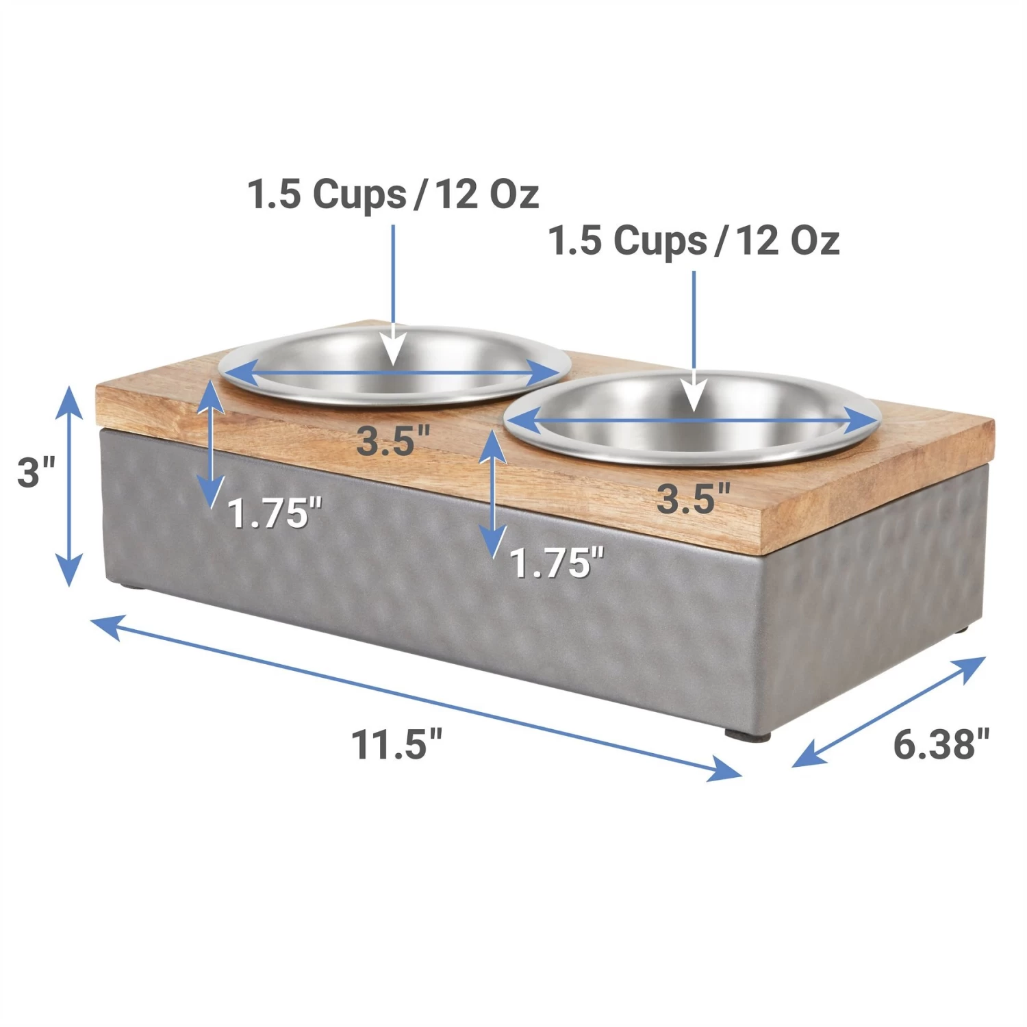 Frisco Premium Stainless Steel Double Diner Dog & Cat Bowl, Black - Image 2