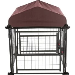 TRIXIE Deluxe Outdoor Dog Kennel With Cover & Secure Lock, Black/Burgundy