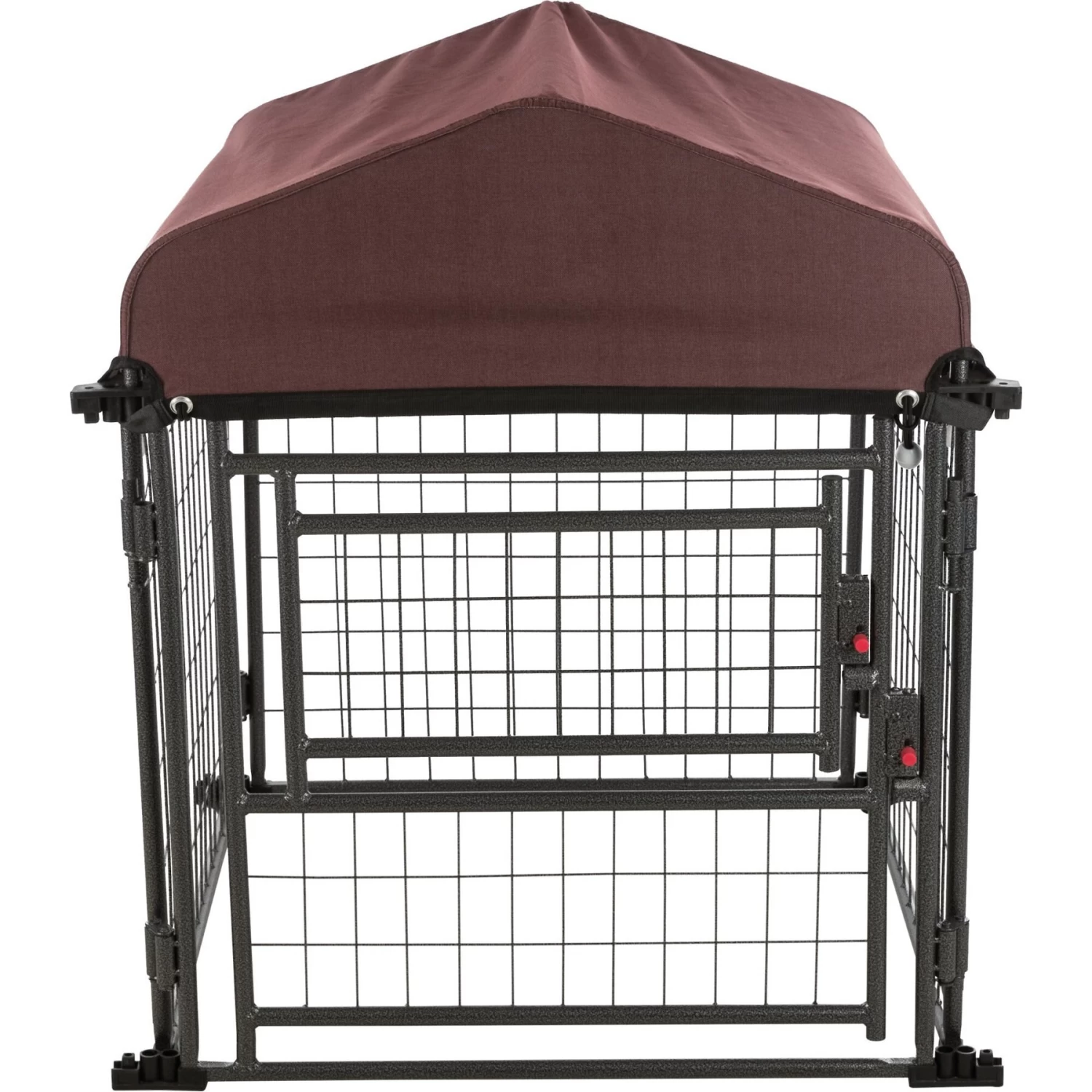 TRIXIE Deluxe Outdoor Dog Kennel With Cover & Secure Lock, Black/Burgundy