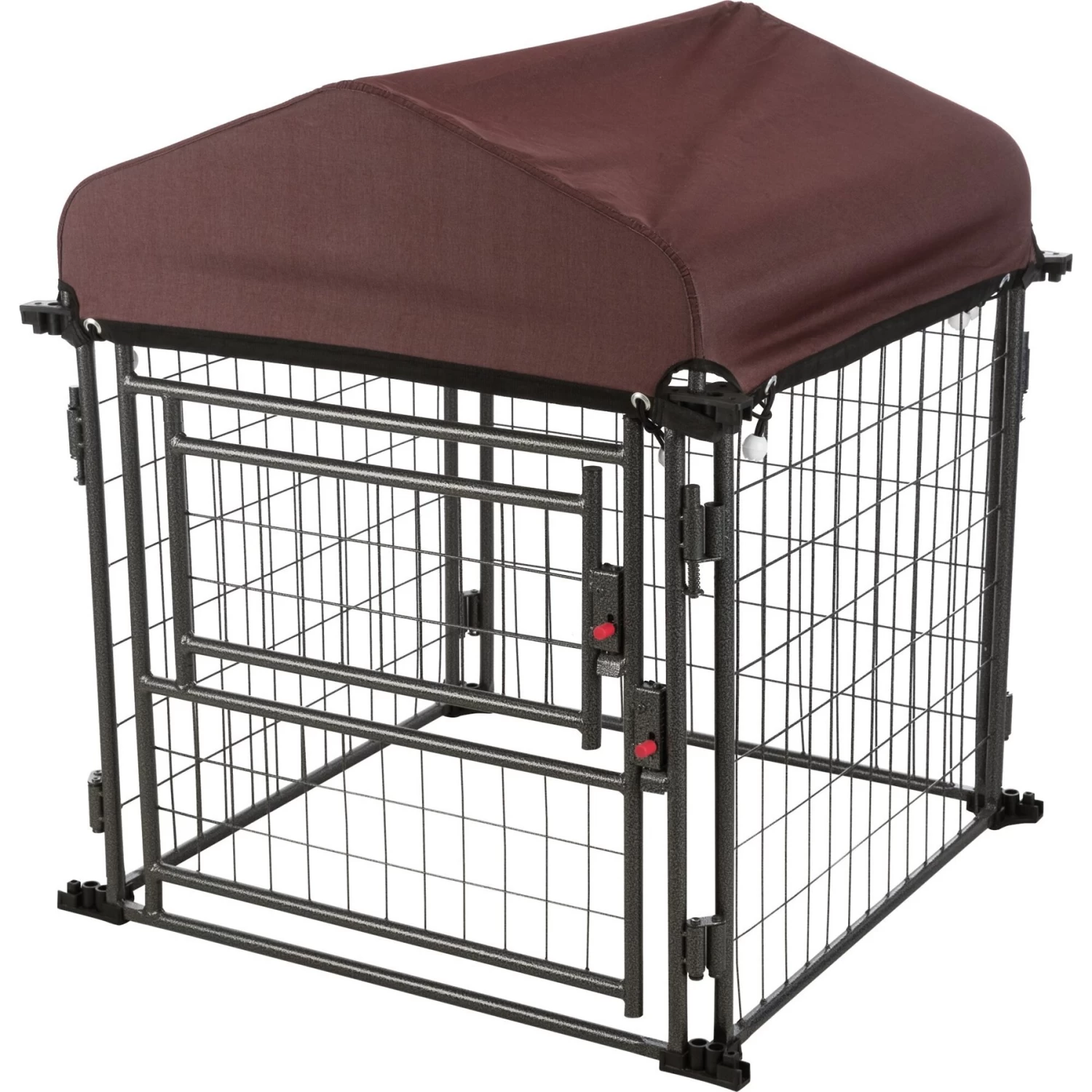 TRIXIE Deluxe Outdoor Dog Kennel With Cover & Secure Lock, Black/Burgundy - Image 4