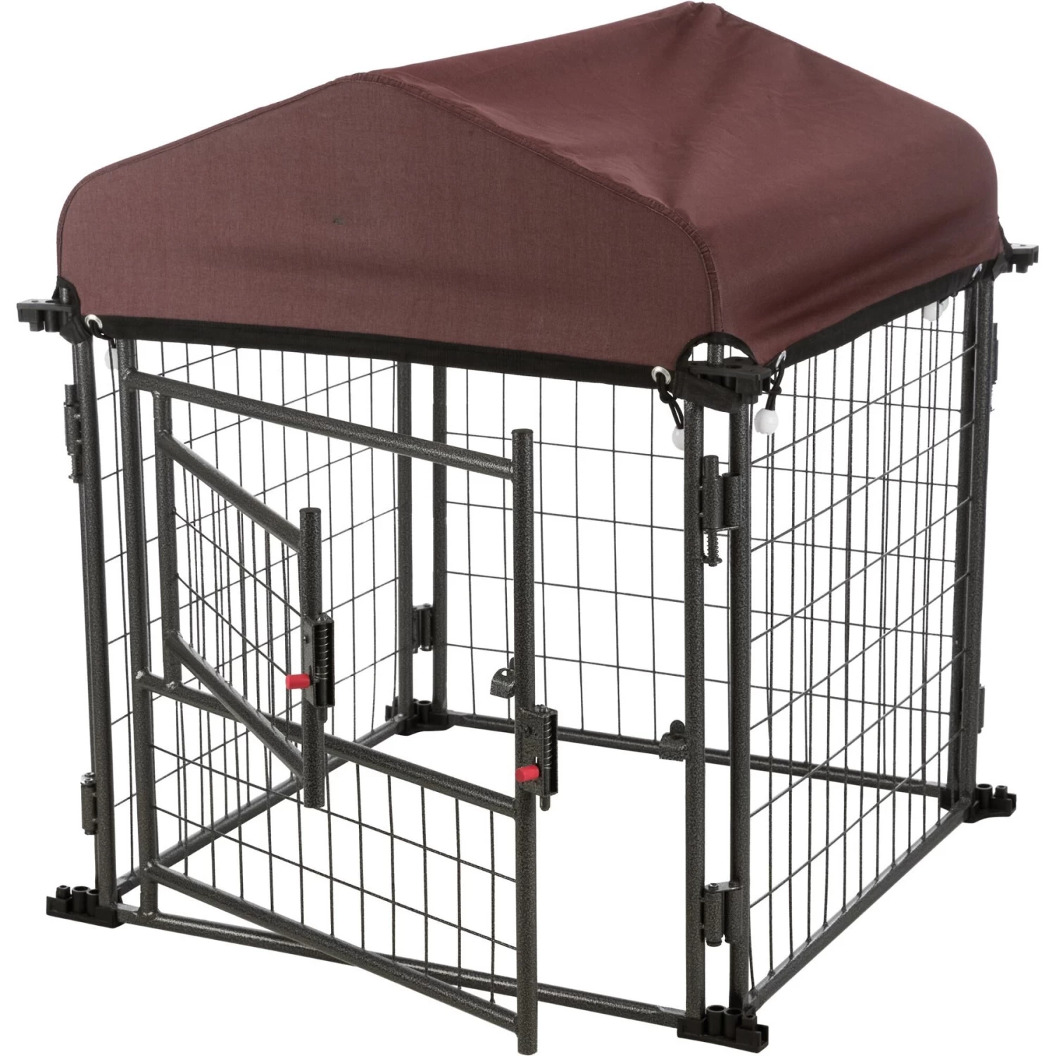 TRIXIE Deluxe Outdoor Dog Kennel With Cover & Secure Lock, Black/Burgundy - Image 6