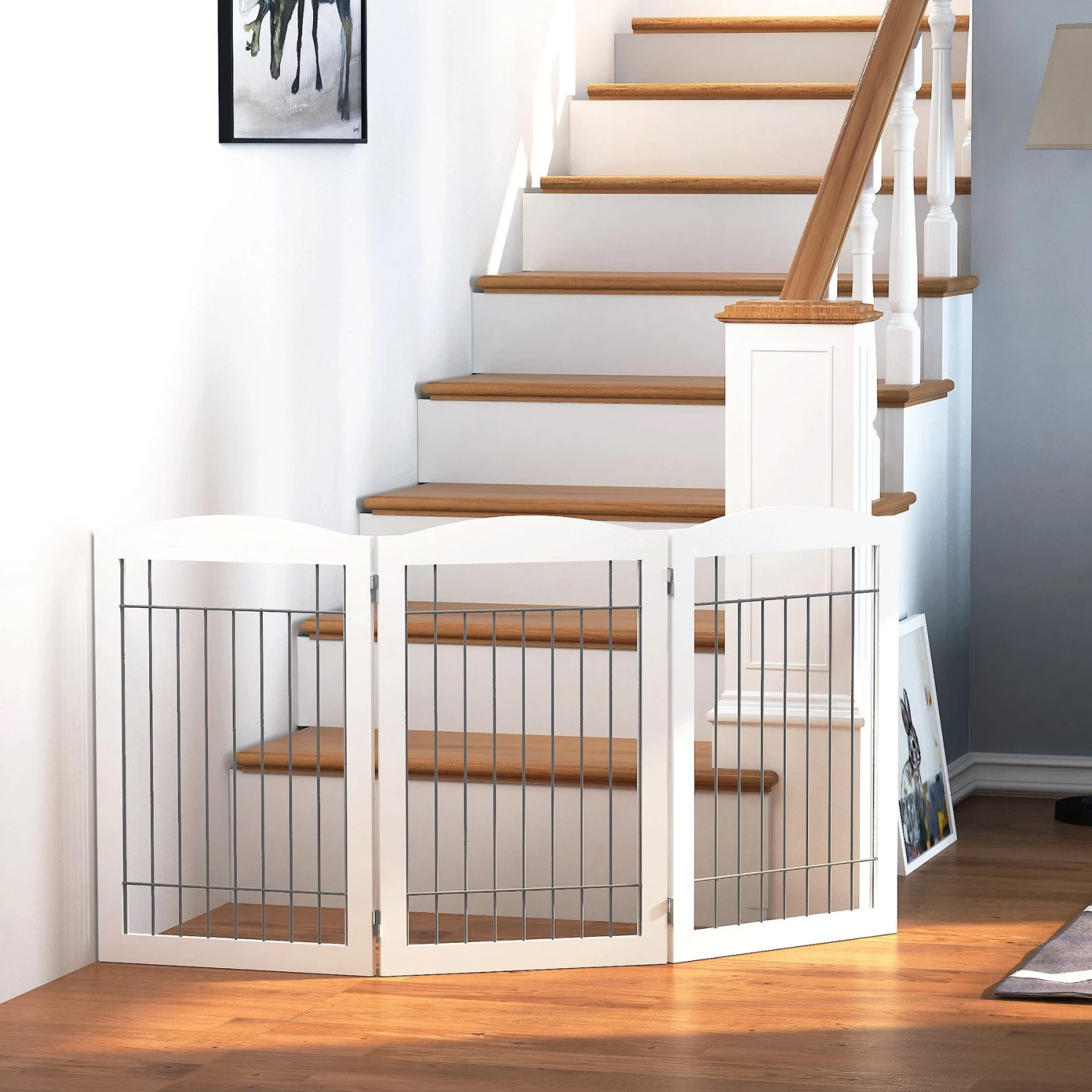 Spirich Freestanding Foldable Wire Dog Gate - Image 3