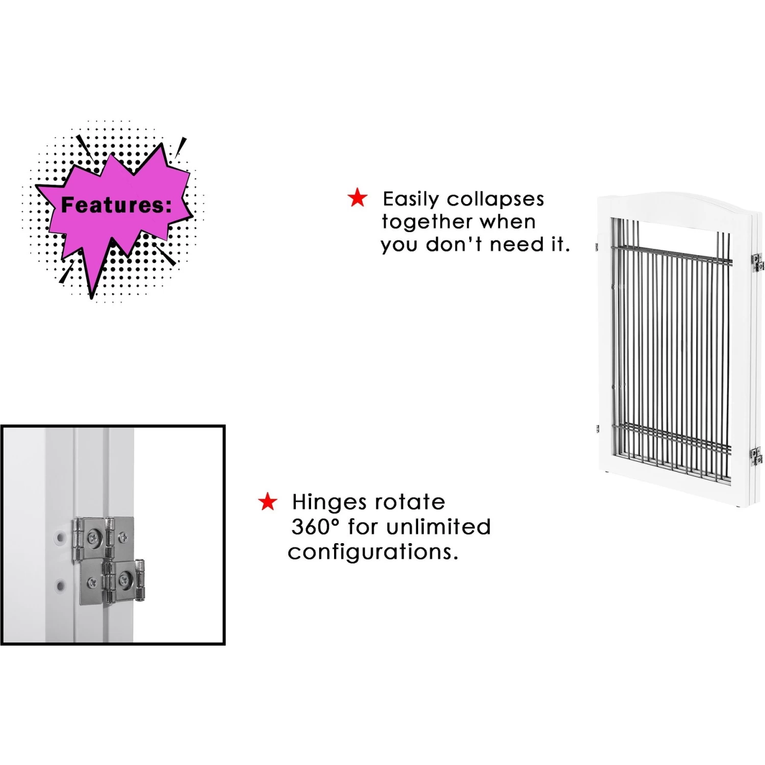Spirich Freestanding Foldable Wire Dog Gate - Image 5