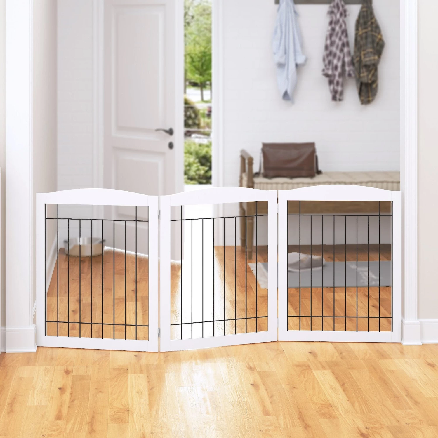 Pawland Freestanding Foldable Wire Dog Gate - Image 2