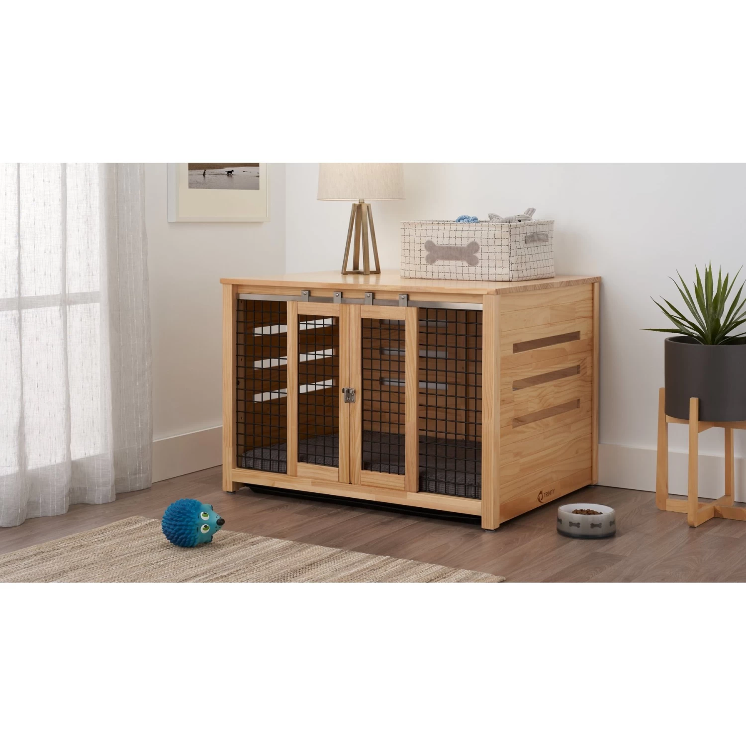 TRINITY Crate Accent Table Double Door Furniture Style Dog & Cat Crate - Image 2