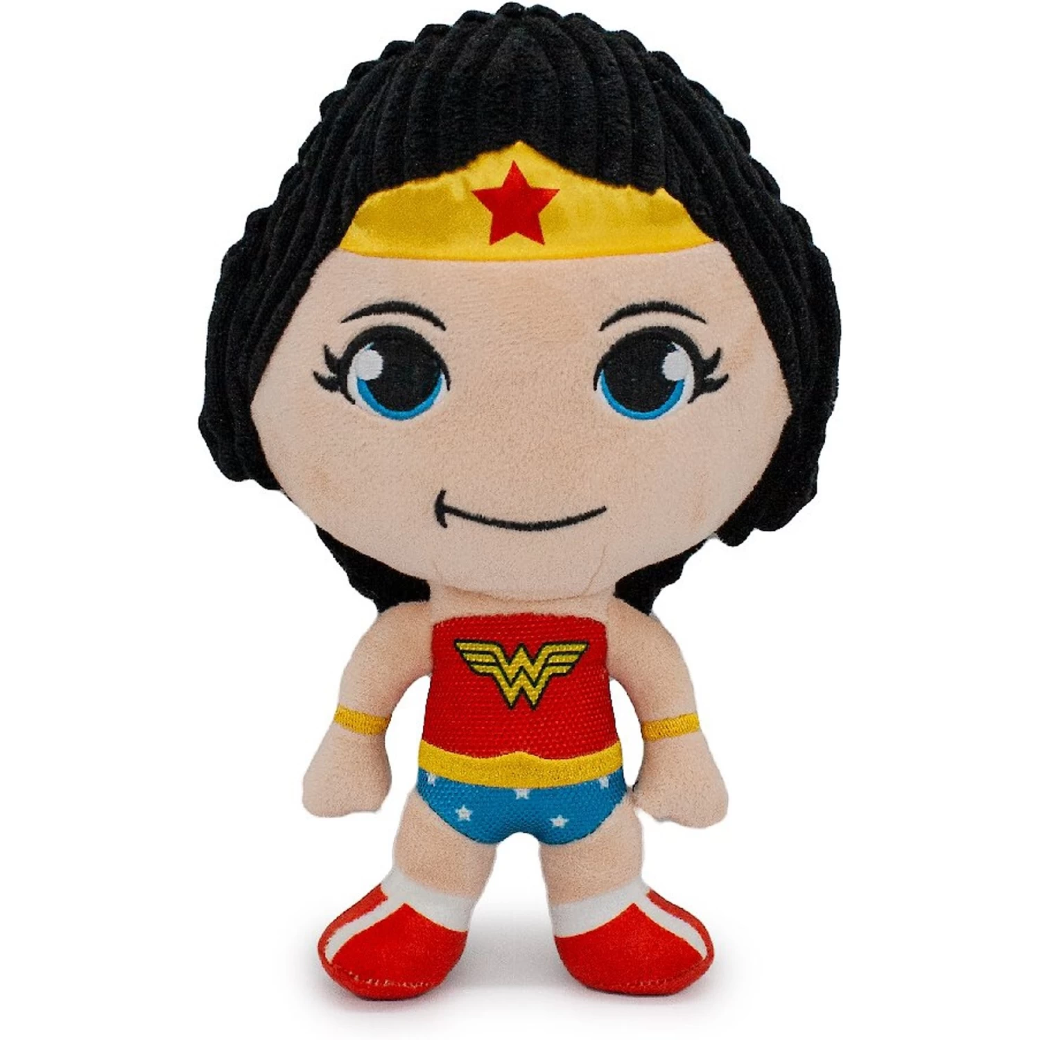 Buckle-Down Wonder Woman Full Body Standing Pose With Corduroy Hair Dog Plush Squeaker Toy