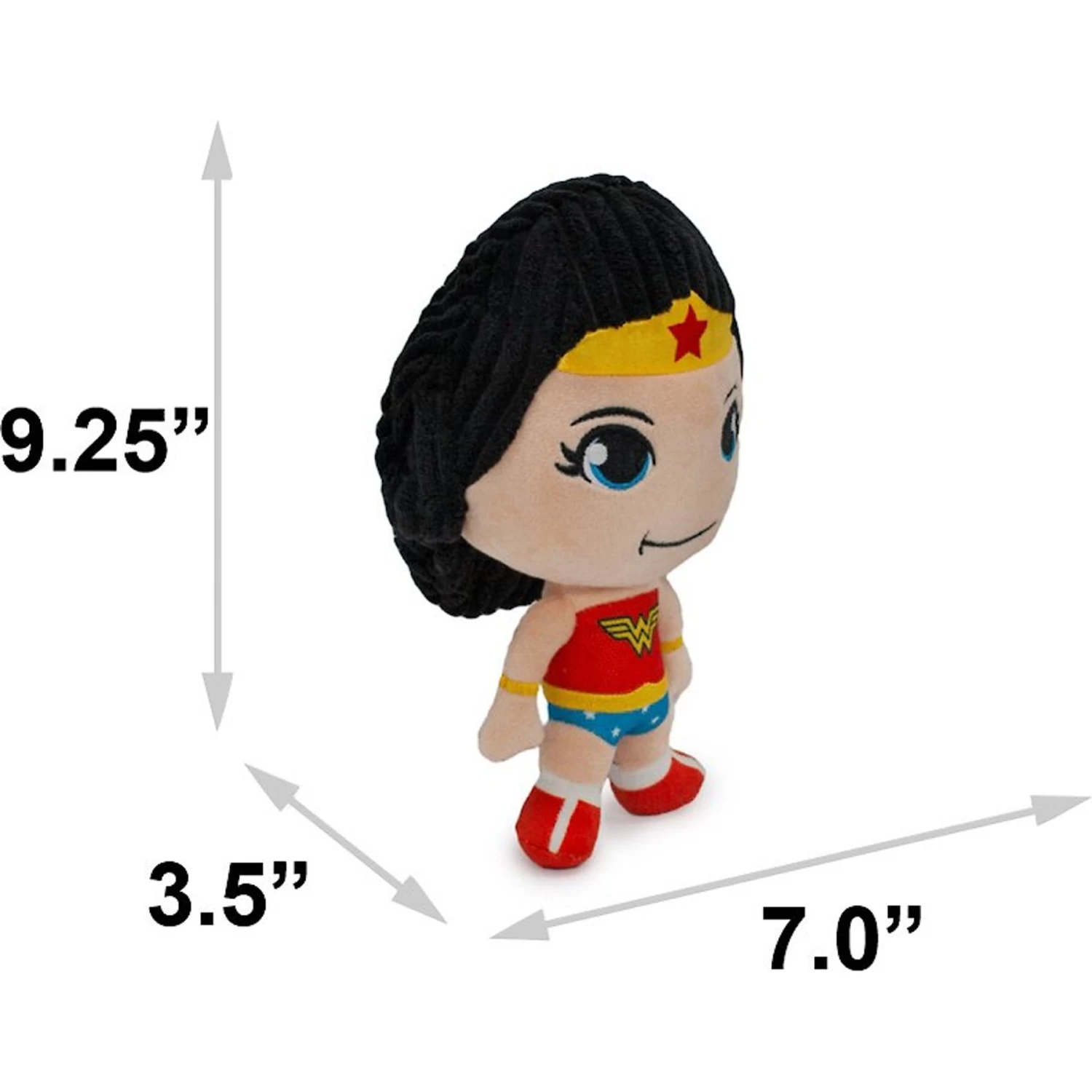 Buckle-Down Wonder Woman Full Body Standing Pose With Corduroy Hair Dog Plush Squeaker Toy - Image 4