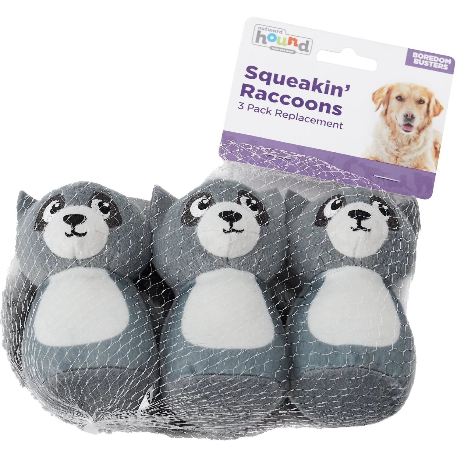 Outward Hound Squeakin' Racoon Hide A Puzzle Plush Dog Toy, 3 Count - Image 6