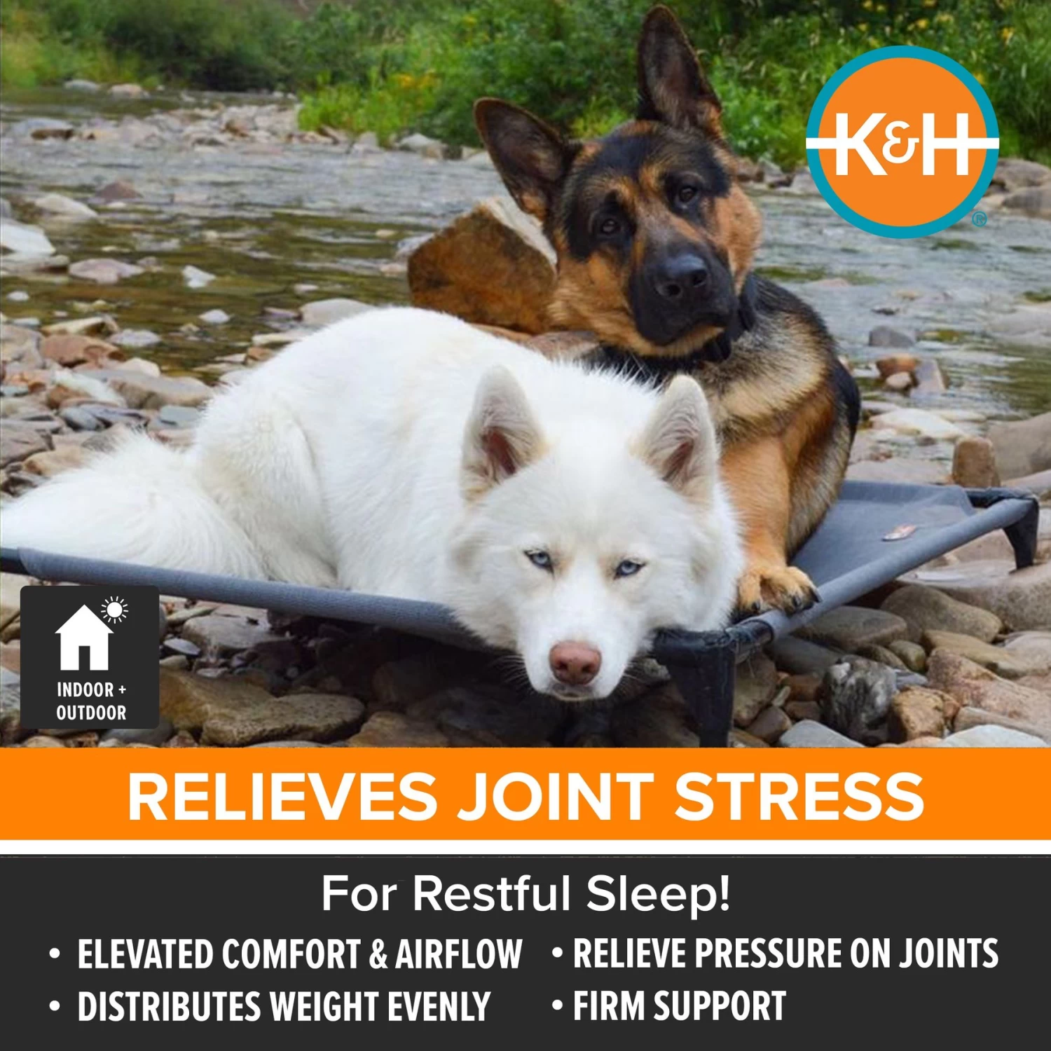 K&H Pet Products All Weather Elevated Dog Cot Bed, Gray - Image 3