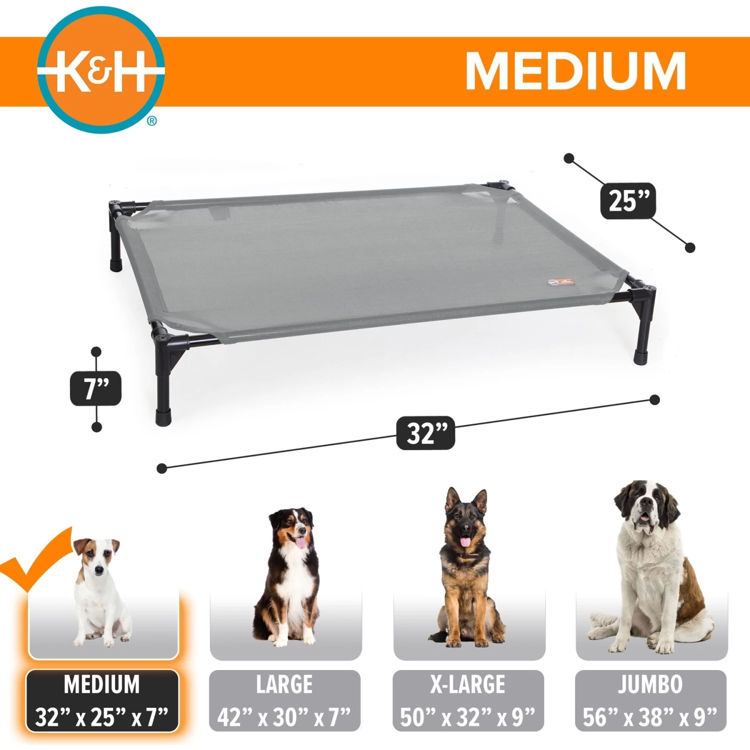 K&H Pet Products All Weather Elevated Dog Cot Bed, Gray - Image 4