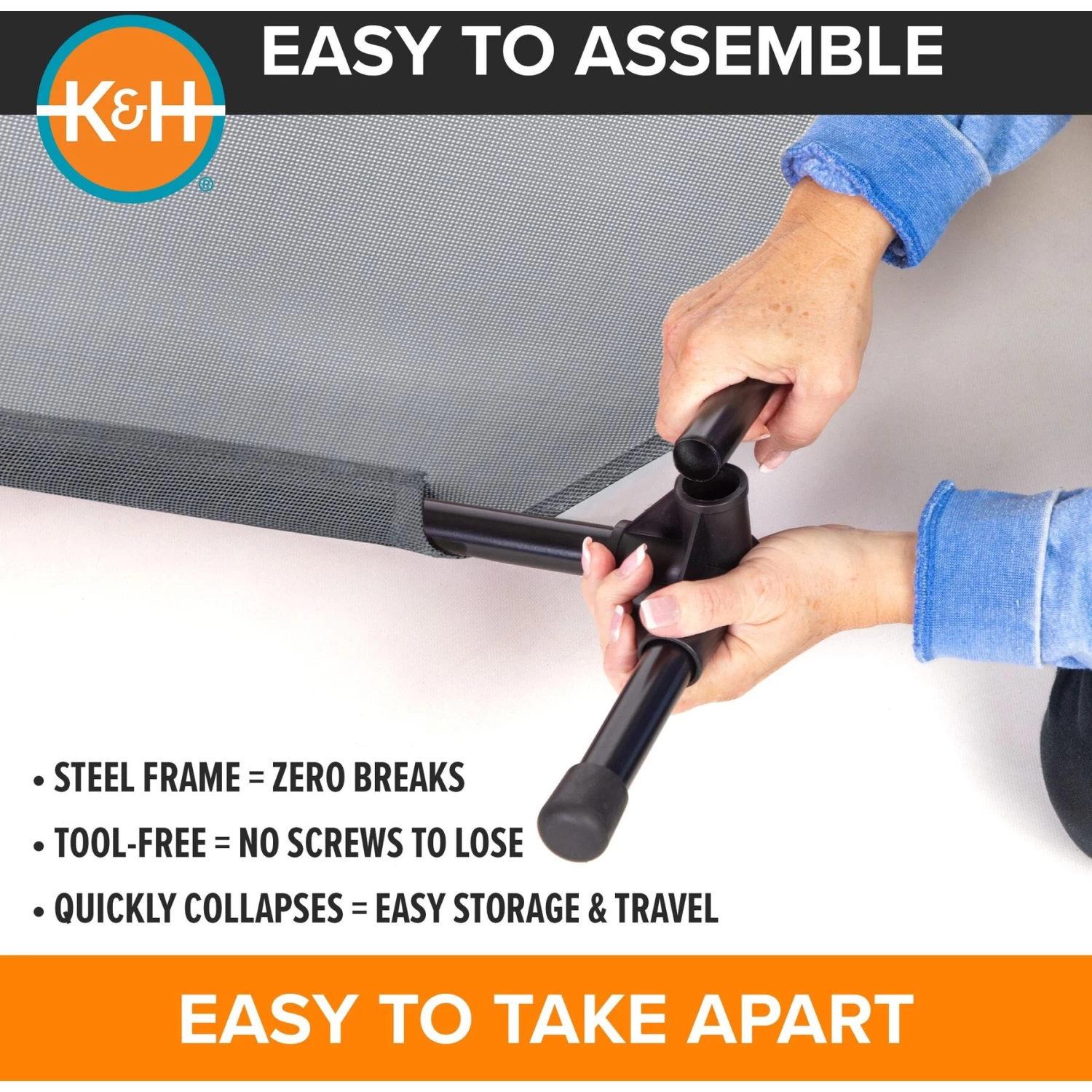 K&H Pet Products All Weather Elevated Dog Cot Bed, Gray - Image 5