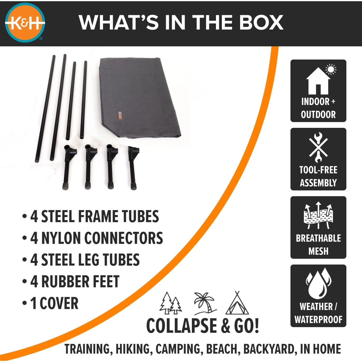 K&H Pet Products All Weather Elevated Dog Cot Bed, Gray - Image 6