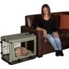 Pet Gear The Other Door Double Door Collapsible Wire Dog Crate & Plush Pad, Sage
