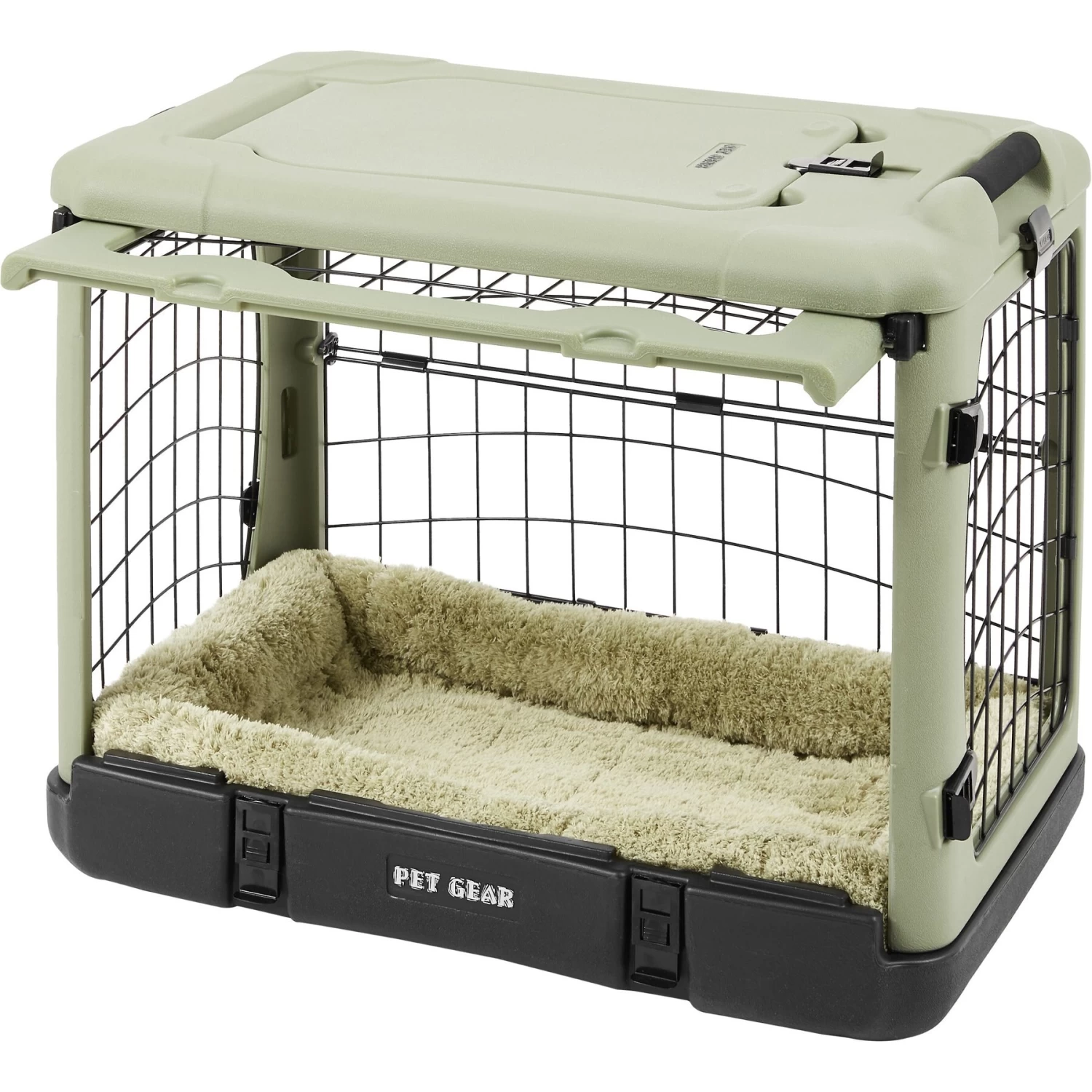 Pet Gear The Other Door Double Door Collapsible Wire Dog Crate & Plush Pad, Sage - Image 5
