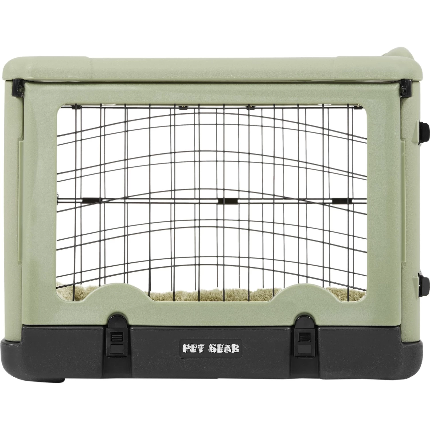 Pet Gear The Other Door Double Door Collapsible Wire Dog Crate & Plush Pad, Sage - Image 7