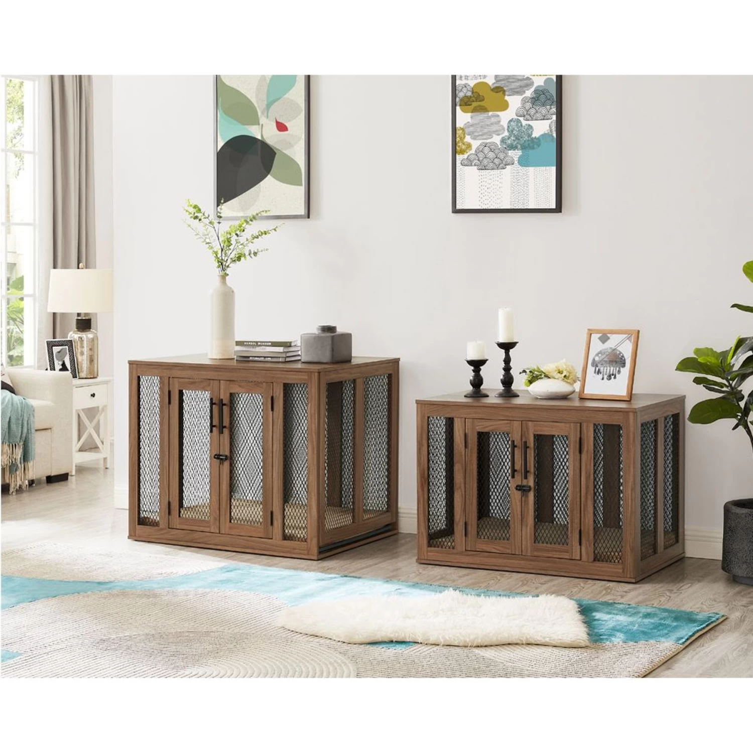 Unipaws Furniture Style With Tray Dog Crate - Image 3