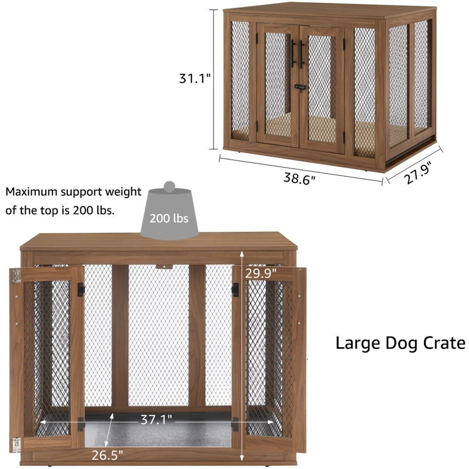 Unipaws Furniture Style With Tray Dog Crate - Image 6
