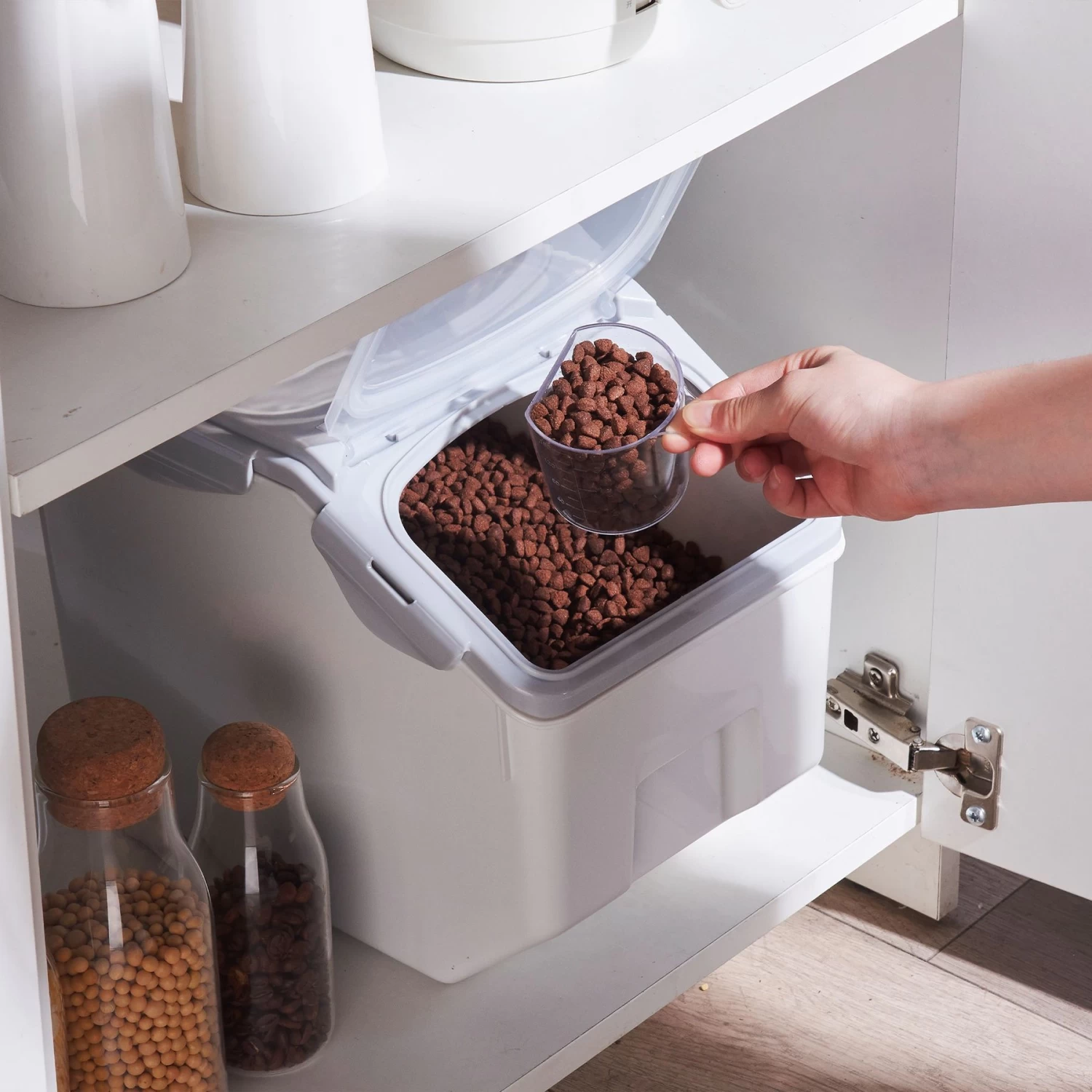 Hanamya Container With Measuring Cup Dog & Cat Food Storage - Image 2