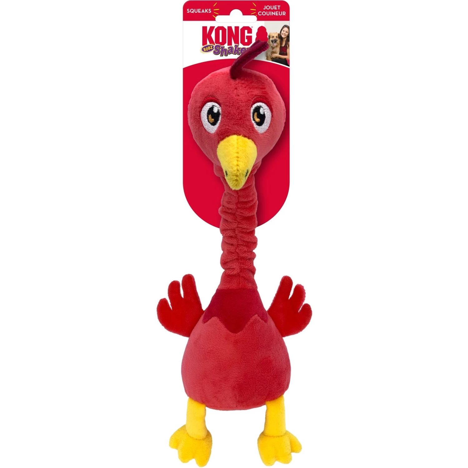 KONG Shakers Bobz Rooster Dog Toy, Coral, Medium - Image 3