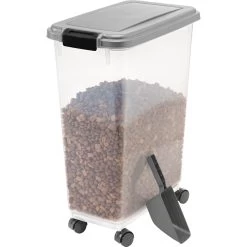 IRIS Airtight Cat, Dog & Bird Food Storage Container With Attachable Casters