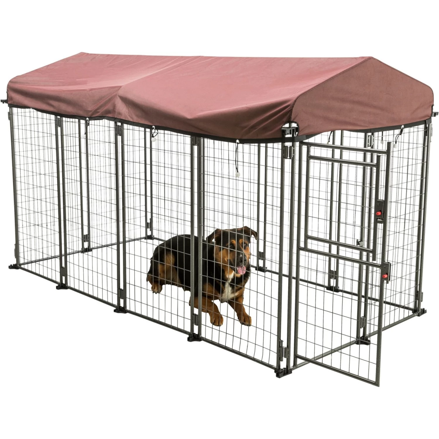 TRIXIE Deluxe Outdoor Dog Kennel With Cover, XX-Large, Black/Burgundy - Image 7