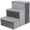 TRIXIE Velour Foldable Cat & Dog Stairs With Storage, Gray
