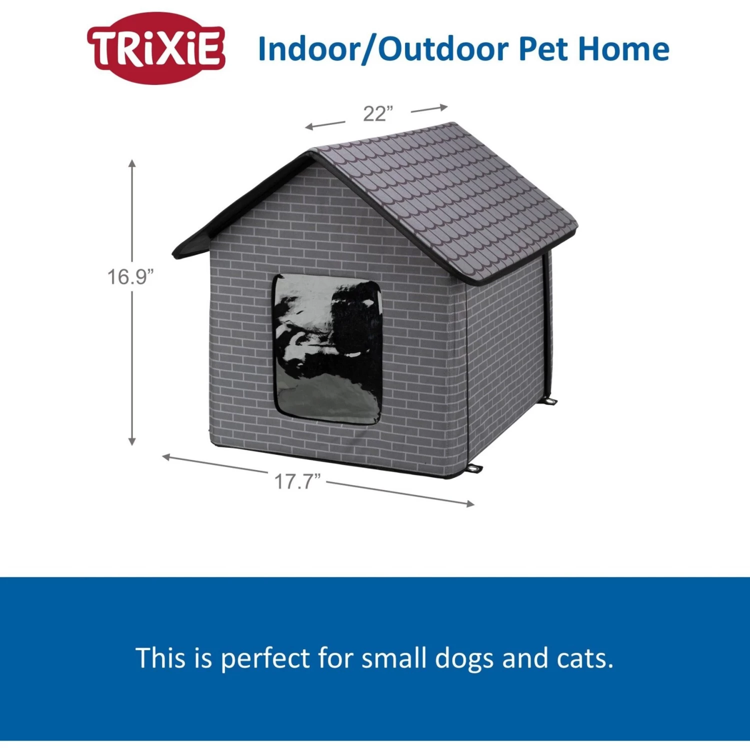 TRIXIE Insulated Outdoor Cat & Dog House, Gray - Image 7