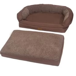 3 Dog Pet Supply EZ Wash Fleece Headrest Dog Bed, Chocolate, Large