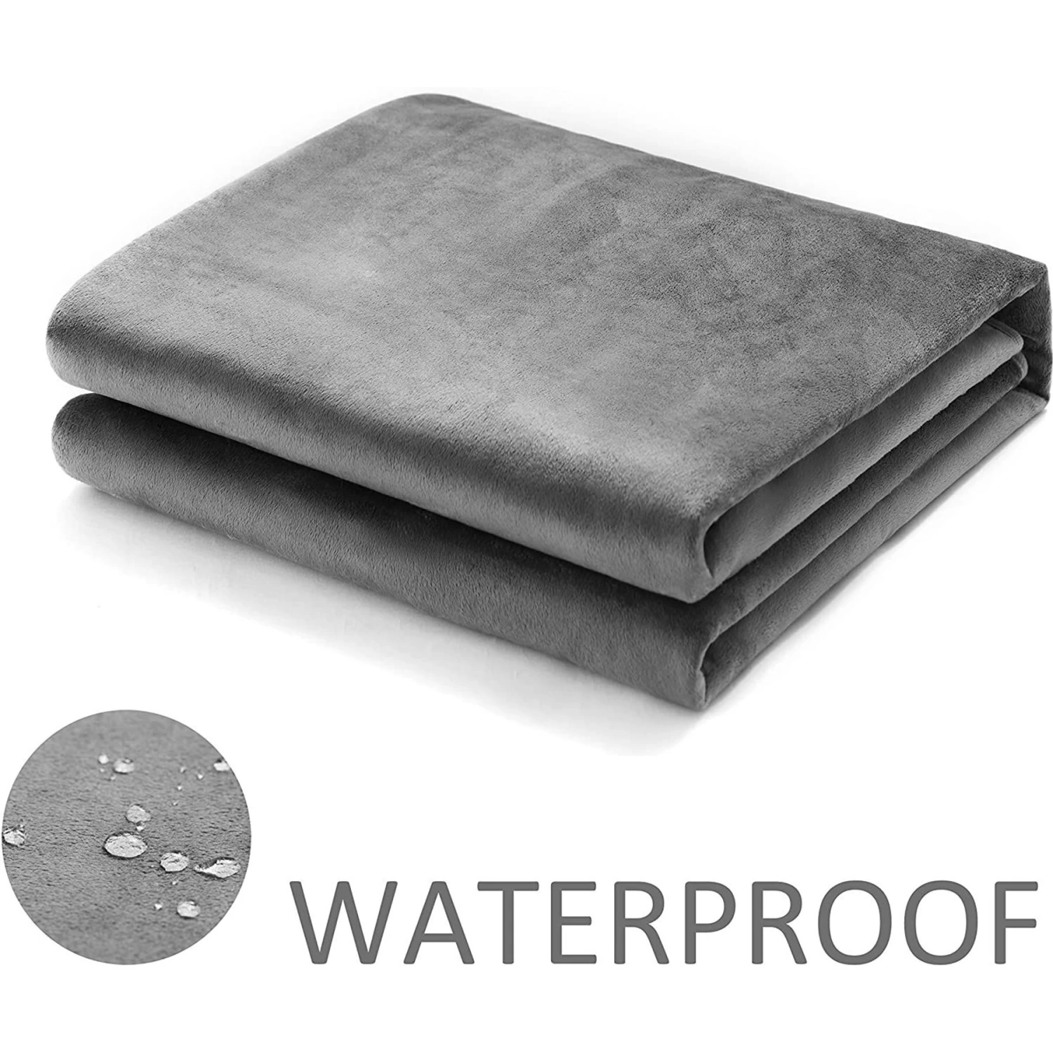 Allisandro Extra Soft Micro Fleece With Sherpa Triple Layer Tech Waterproof Cat & Dog Blanket, Dark Grey - Image 2