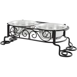 Ethical Pet Mediterranean Double Diner Non-Skid Elevated Dog & Cat Bowls