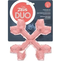 Zeus Duo Cross Bones Dog Toy, 6-in, Coral