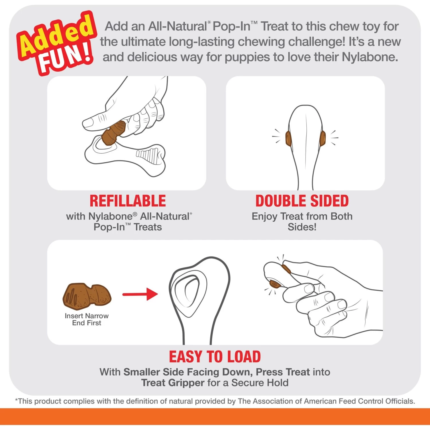 Nylabone Puppy Power Chew Knuckle Bone & Pop-In Puppy Treat Toy Combo - Image 7