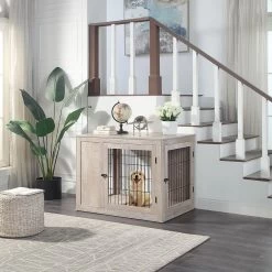 Unipaws Wooden Wire Furniture Style Dog Crate