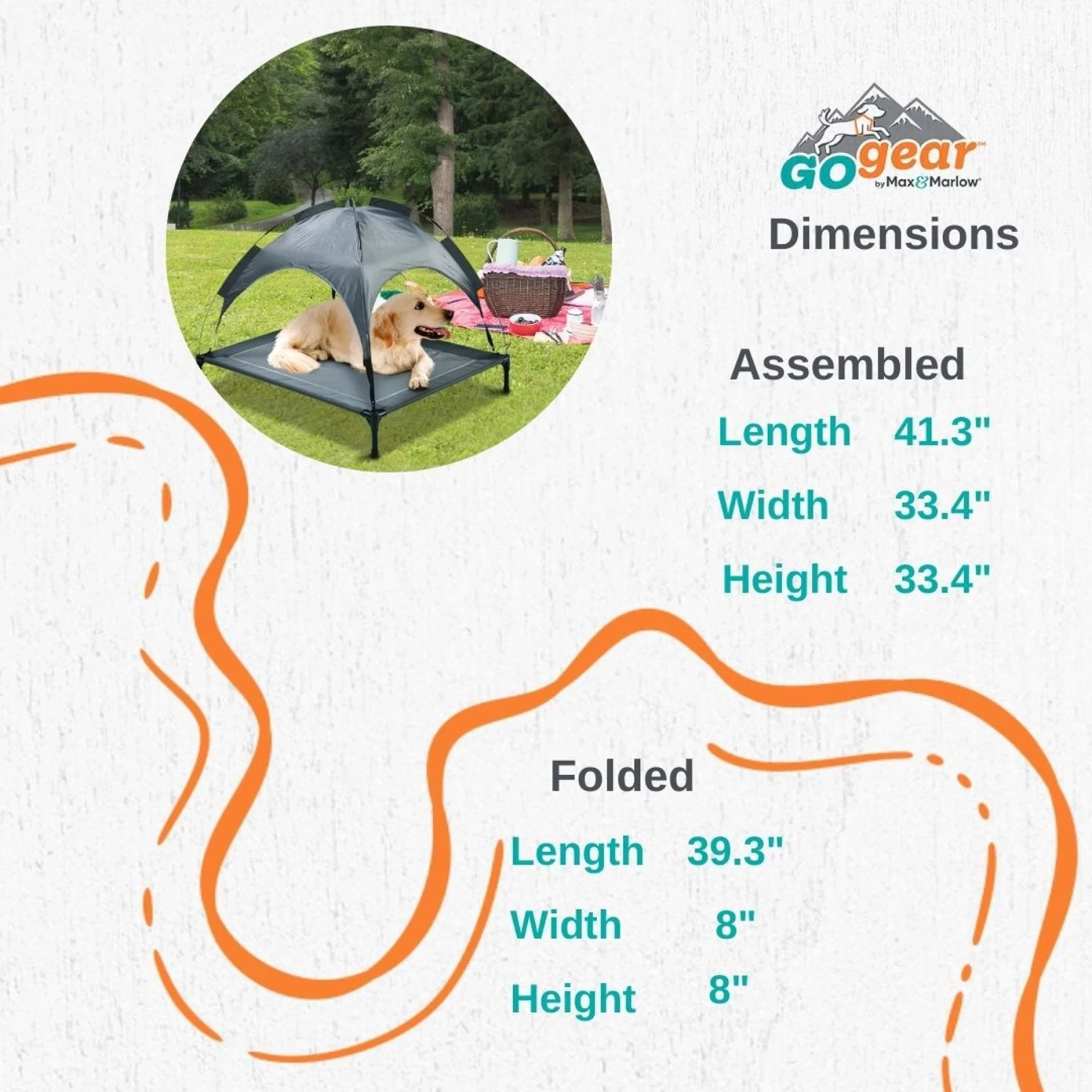 Max & Marlow Go Gear Outdoor Elevated Cat & Dog Bed Mat, Gray, Medium - Image 3