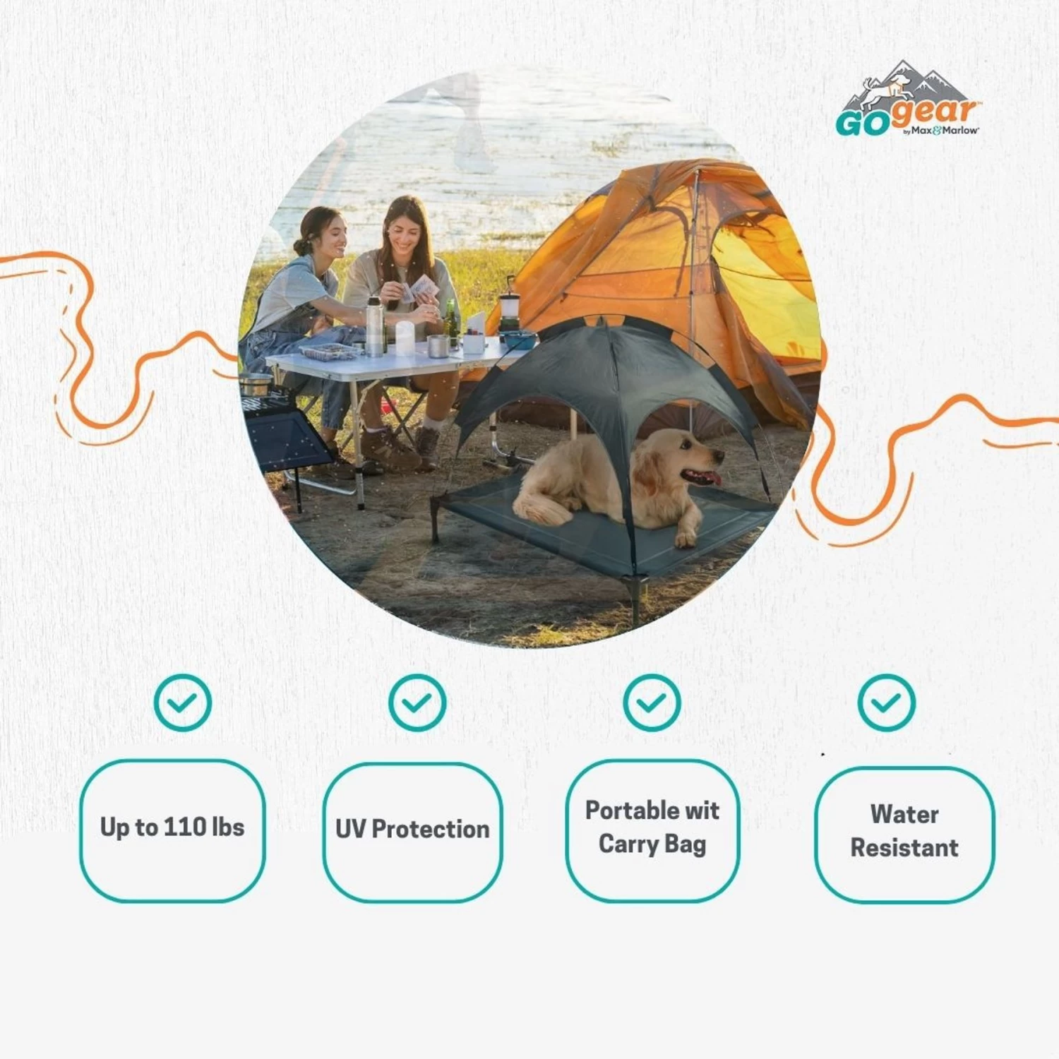 Max & Marlow Go Gear Outdoor Elevated Cat & Dog Bed Mat, Gray, Medium - Image 4